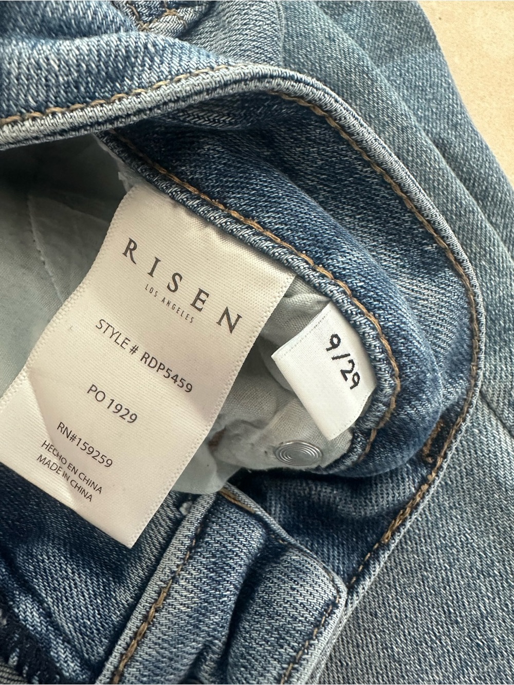 Risen Frayed Hem Ankle High Rise Straight Leg Jeans in Medium Blue size 29 - Picture 4 of 4
